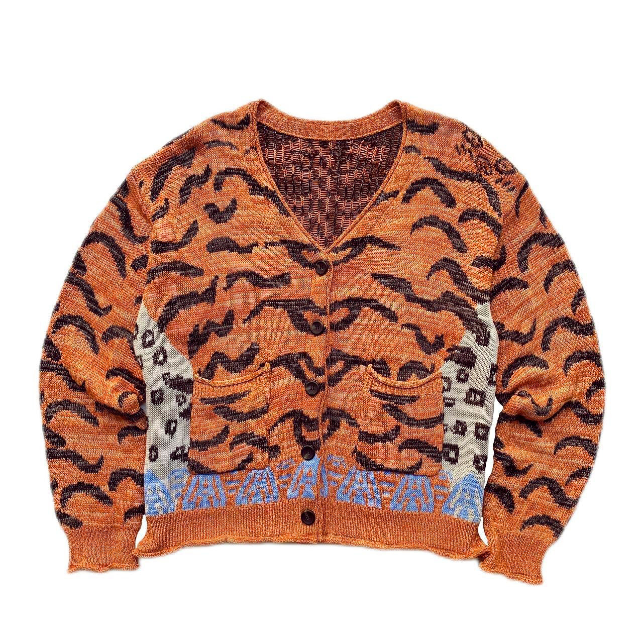 KA09 Spot small crowd Japanese retro Tiger knit sweater cardigan