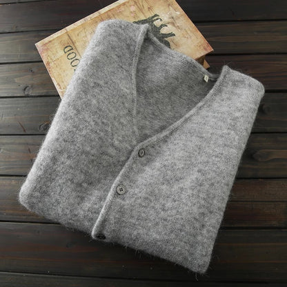 Heavy goods! 38 alpaca + 45 wool Italy single foreign trade tail goods men's knitted cardigan sweater jacket