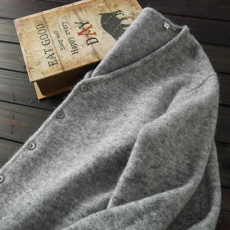 Heavy goods! 38 alpaca + 45 wool Italy single foreign trade tail goods men's knitted cardigan sweater jacket