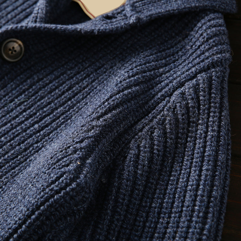 Italy custom superfine wool foreign trade tail goods autumn and winter men's high-end thick knitted cardigan sweater coat