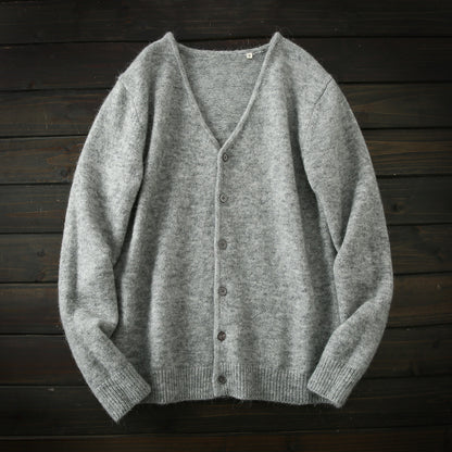 Heavy goods! 38 alpaca + 45 wool Italy single foreign trade tail goods men's knitted cardigan sweater jacket