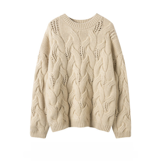 Temperament is unstoppable! Heavy weight! Thickened cashmere sweater round neck pure cashmere sweater loose winter