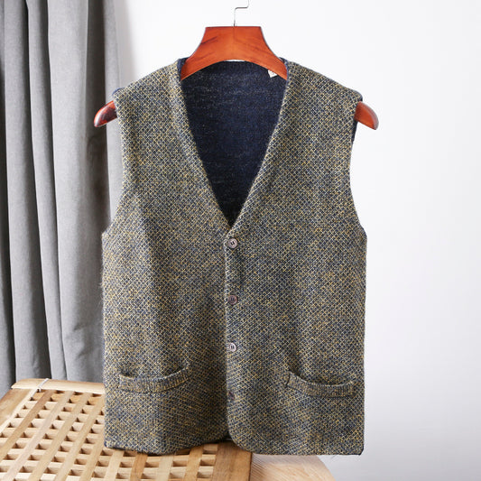 Heavy goods Italian order! Mohair + wool autumn and winter men's knitted cardigan sweater vest