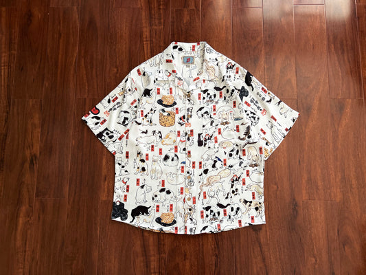 Ukiyoe patchwork style loose pendant Hawaiian Cuban collar print Alohashirt short-sleeved shirt