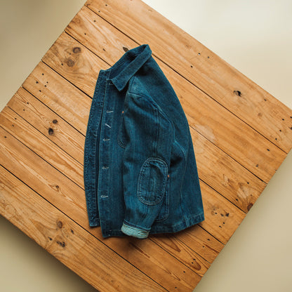 Kendo cloth four-pocket denim jacket thickened exquisite workmanship mountain style Japanese style all-match