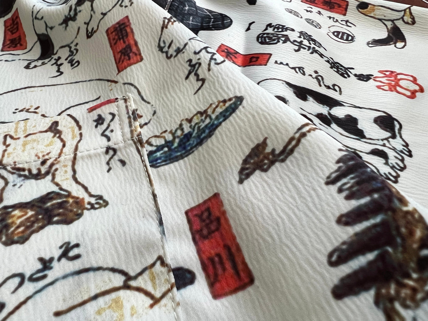 Ukiyoe patchwork style loose pendant Hawaiian Cuban collar print Alohashirt short-sleeved shirt