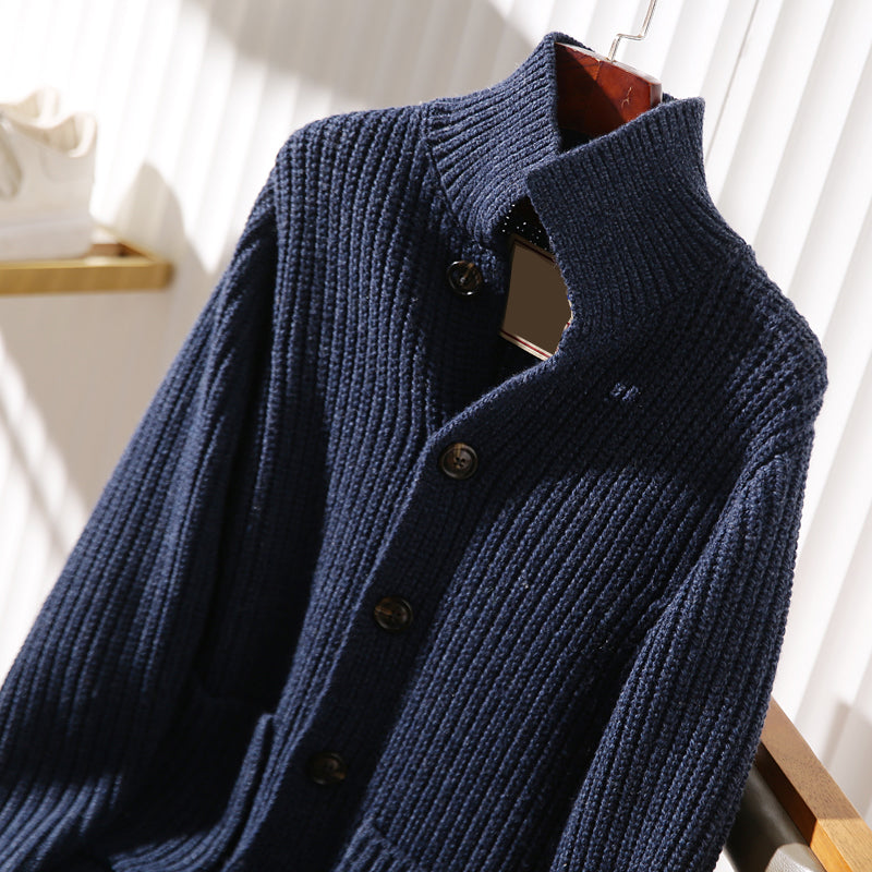 Italy custom superfine wool foreign trade tail goods autumn and winter men's high-end thick knitted cardigan sweater coat