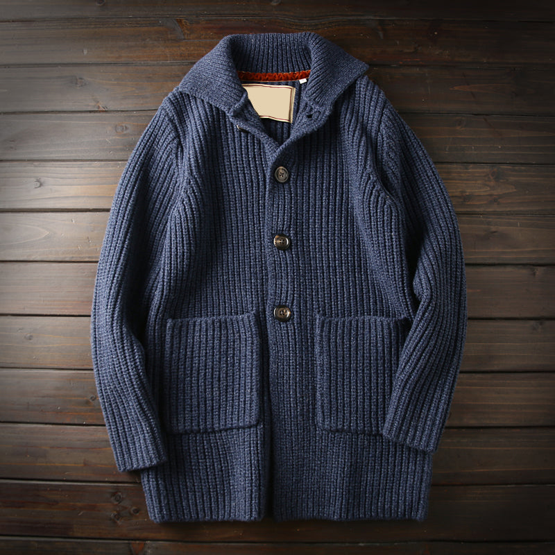 Italy custom superfine wool foreign trade tail goods autumn and winter men's high-end thick knitted cardigan sweater coat