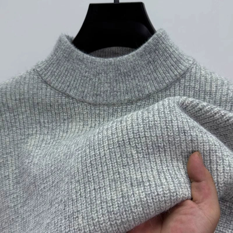 High-end cashmere sweater men's autumn and winter warm pullover lapel bottoming sweater