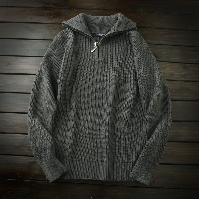 Japanese order! Thickened and warm! Foreign trade tail goods men's autumn and winter lapel half zipper sweater sweater tide