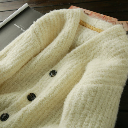 Blockbuster! 32% Alpaca + 30% Wool Italy Order Men's Thickened Cardigan Knitted Sweater Jacket