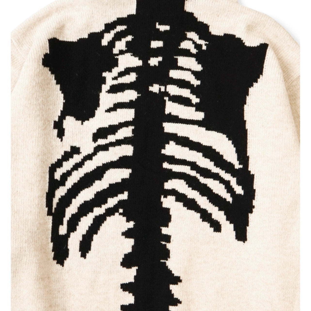 Japanese casual two-tone bone-embroidered wool hooded knit