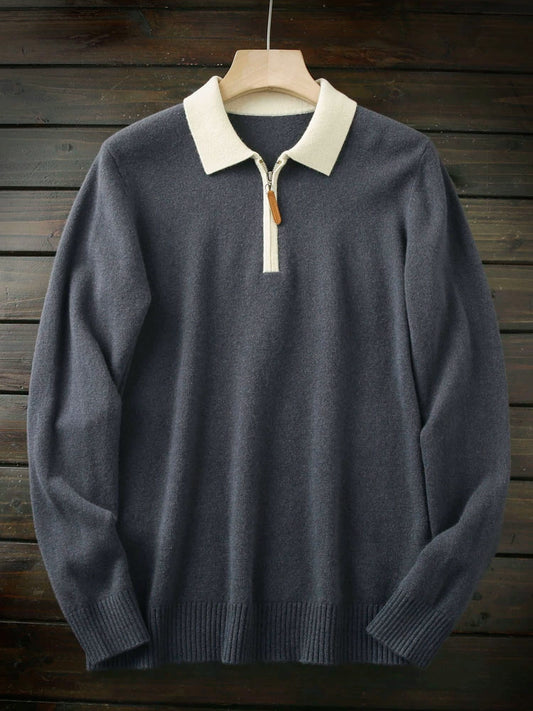 Blockbuster! 100 Full Wool! Italy order high-end men's fall/winter lapel knitwear sweater POLO