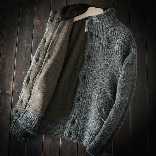 Heavy rare foreign trade original order tail goods men's autumn and winter high-end stand-collar sweater thickened cardigan sweater coat