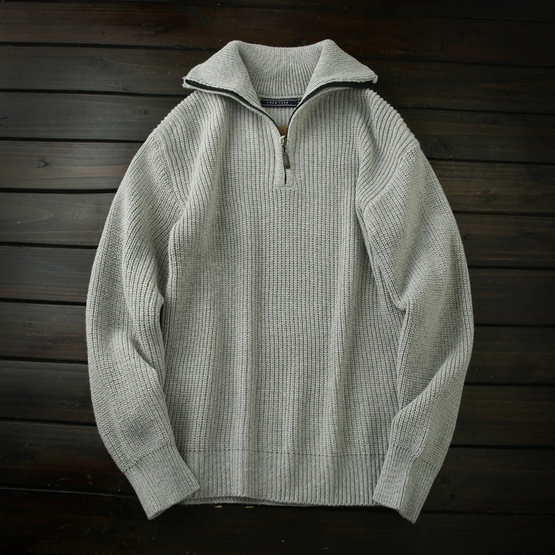 Japanese order! Thickened and warm! Foreign trade tail goods men's autumn and winter lapel half zipper sweater sweater tide