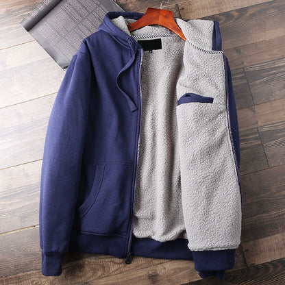 Thick and warm! Pile and thicken! Foreign trade men's wear cut tail goods autumn and winter plus-size hooded cotton sweatshirt jacket