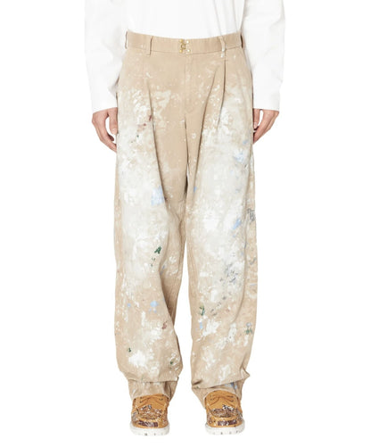 24AW MIHARA YASUHIRO YASUHIRO JAPANESE CASUAL INK SPLASHED DISTRESSED TAPERED CASUAL PANTS