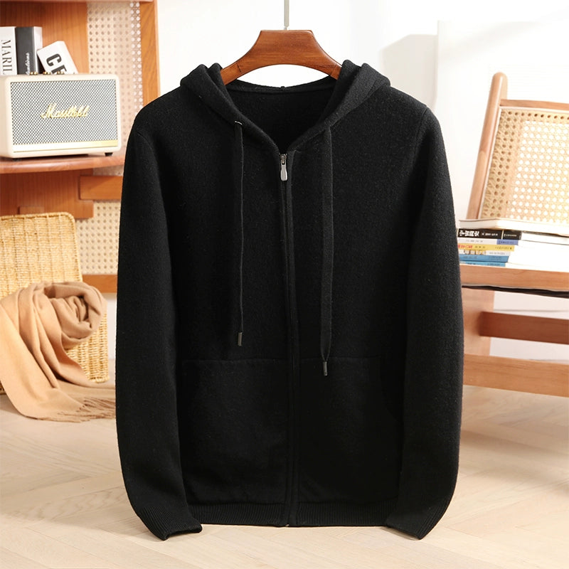 Blockbuster Rare! 100 Full Wool! Italy order men's autumn/winter hooded cardigan knitted sweater jacket