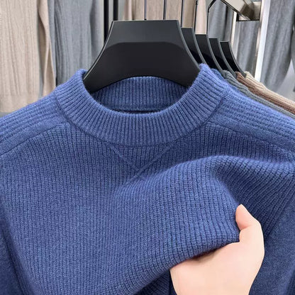 French high-end wool sweater men's 100% pure wool winter thickened sweater loose bottoming shirt