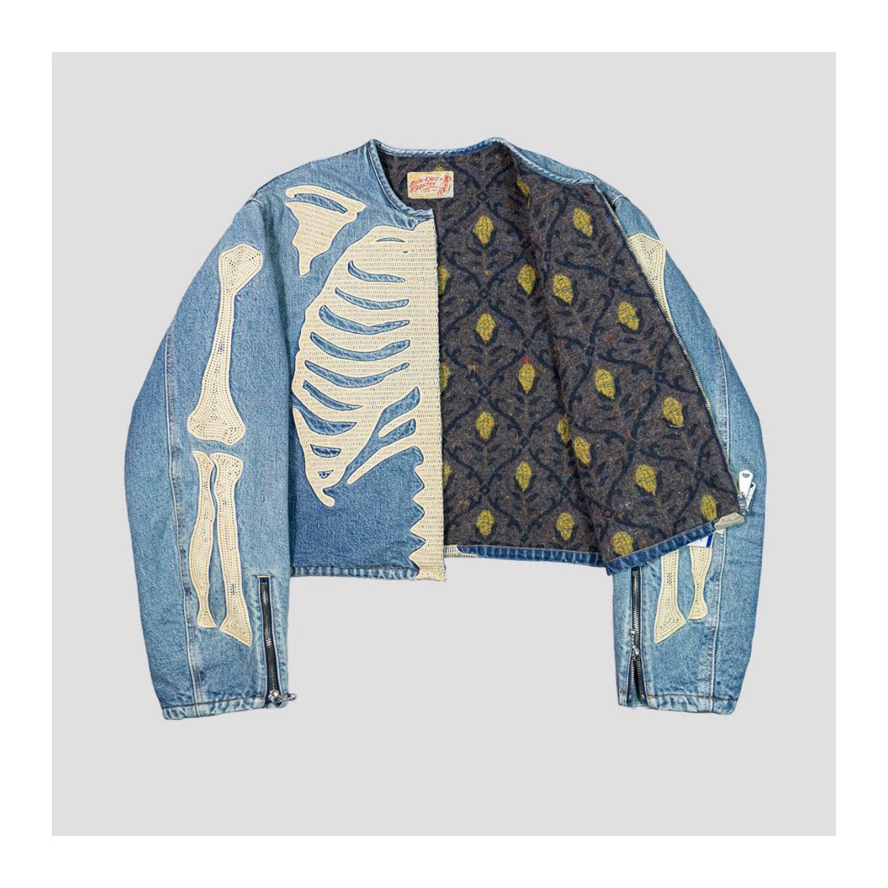 reversible denim denim heavy industry bone-embroidered loose jacket jacket