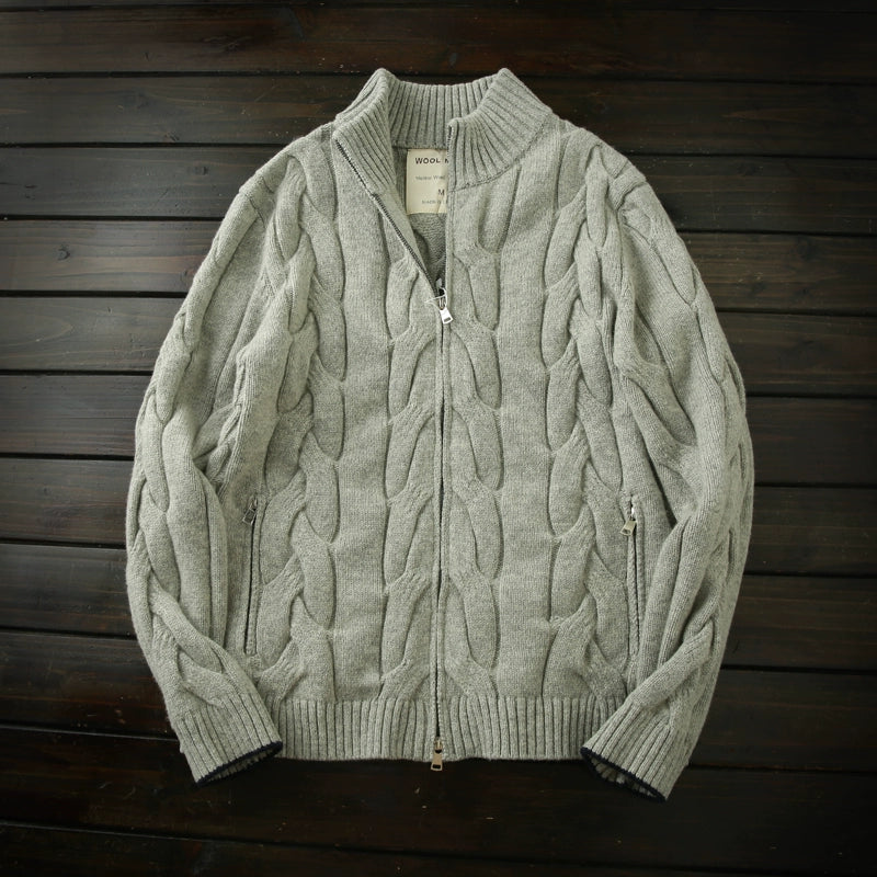 Blockbuster! 100 Full Wool! European and American orders foreign trade men's autumn and winter thickened knitted cardigan sweater jacket