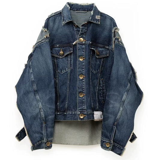 24AW MIHARA YASUHIRO Mihara Yasuhiro denim cut and stitched distressed casual jacket coat