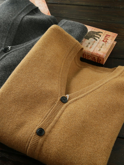 Japanese order! 100 Full Wool Cardigans! Foreign trade tail goods men's autumn and winter warm knitted sweater jacket tide