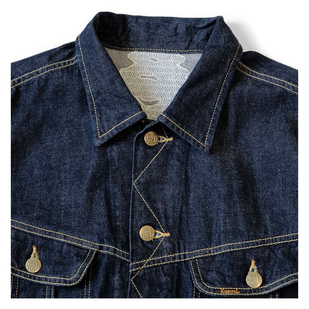 24SS Japanese denim denim lapel bone-embroidered loose jacket