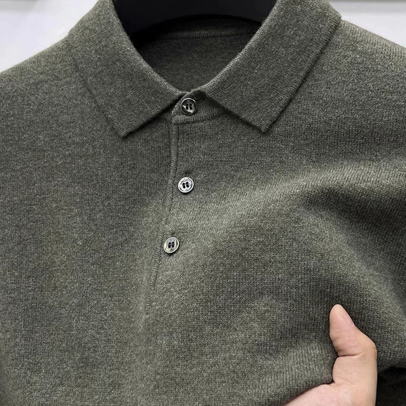 Selection of quality! High-end cashmere knitwear men's autumn and winter warm plus-size pullover lapel base sweater