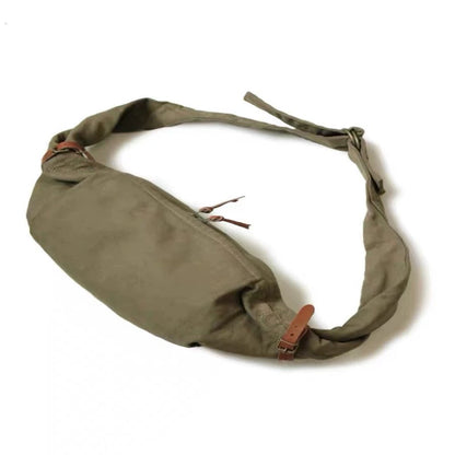 Military wind army green day tide canvas one-shoulder diagonal leather hobo bag