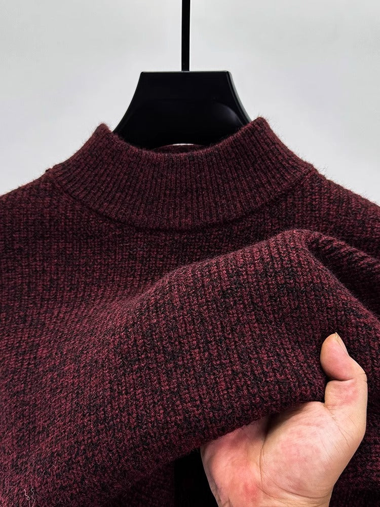 High-end cashmere sweater men's autumn and winter warm pullover lapel bottoming sweater