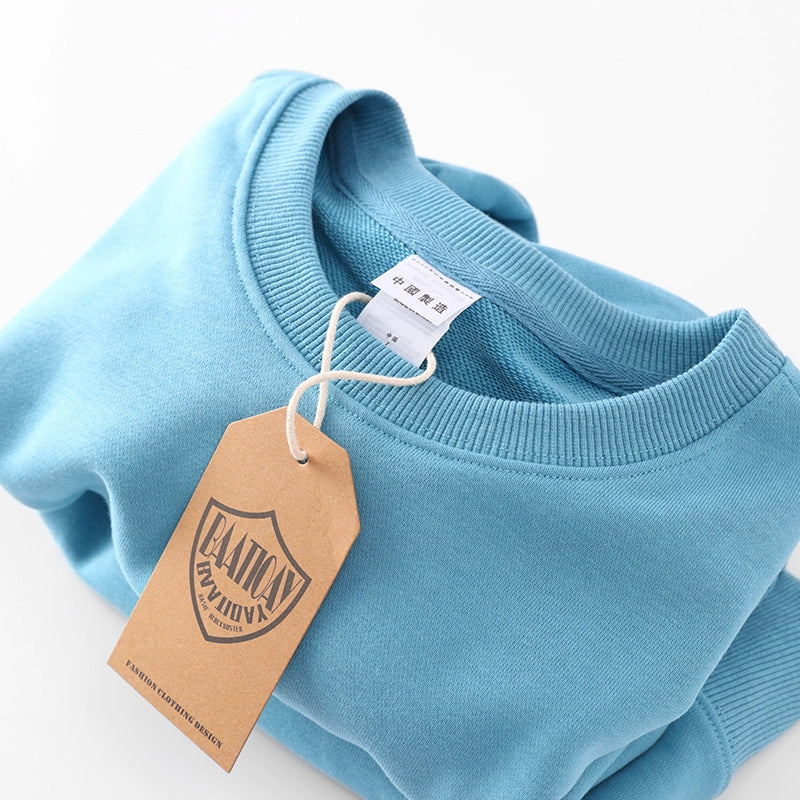 Comfortable and breathable! 330G Heavy Casual Sweatshirt Men's Solid Color Terry Crew Neck Loose Base Shirt