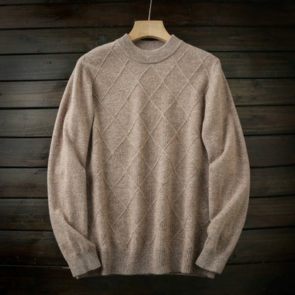 Heavy all-wool! Italy order foreign trade tail goods men's autumn winter round neck thickened jacquard knitwear sweater