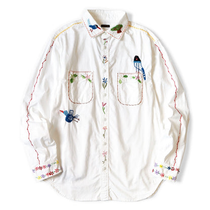 24AW Two-tone Oxford Embroidered Lapel Long Sleeve Shirt Jacket