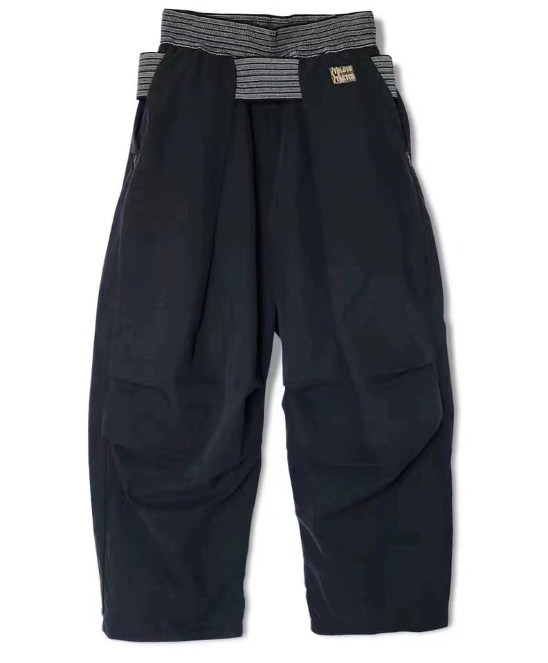 Japanese casual five-point cotton-pleated elasticated paratrooper trousers