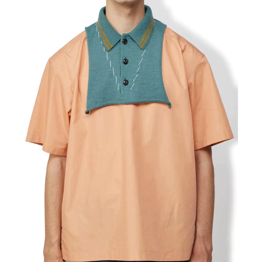 23SS Japanese style two-color stitching contrasting ribbed collar knitted POLO short sleeves