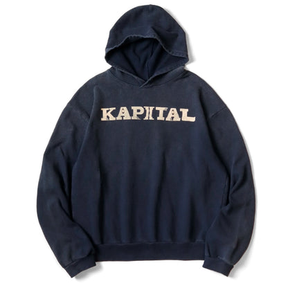 24AW Cotton Letter Print Distressed Hooded Sweatshirt