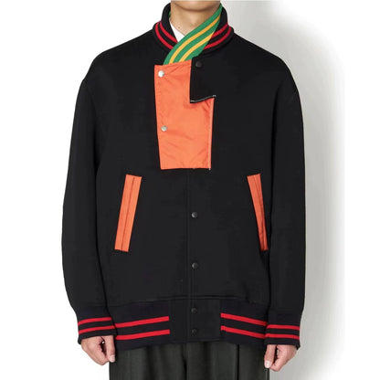 series two-color stitching thread irregular loose baseball jacket jacket