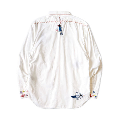 24AW Two-tone Oxford Embroidered Lapel Long Sleeve Shirt Jacket