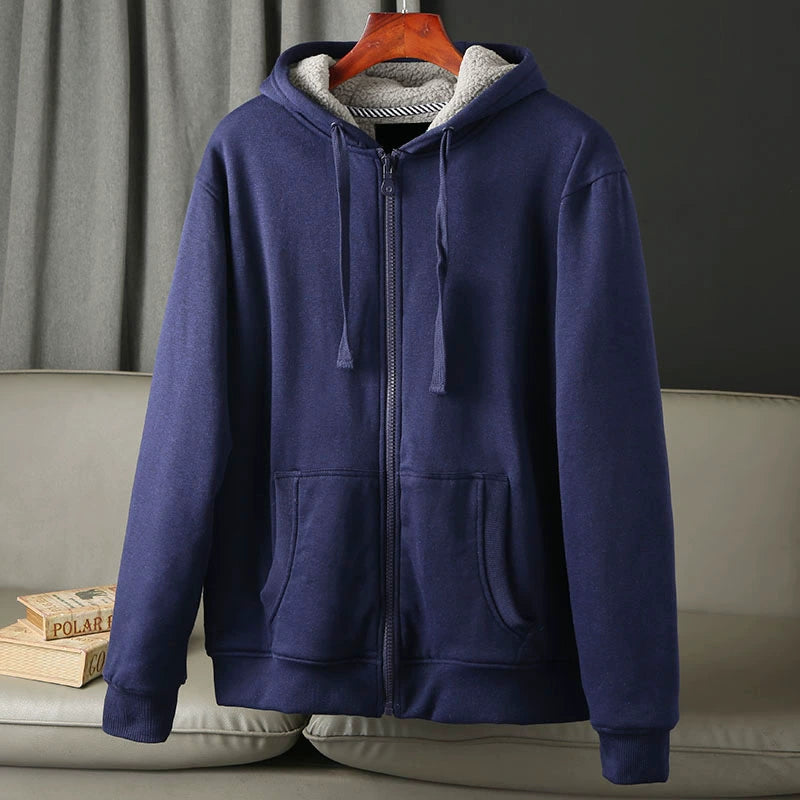 Thick and warm! Pile and thicken! Foreign trade men's wear cut tail goods autumn and winter plus-size hooded cotton sweatshirt jacket