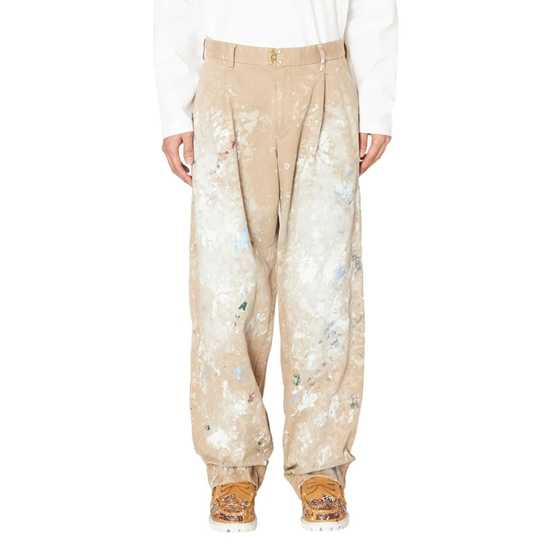 24AW MIHARA YASUHIRO YASUHIRO JAPANESE CASUAL INK SPLASHED DISTRESSED TAPERED CASUAL PANTS