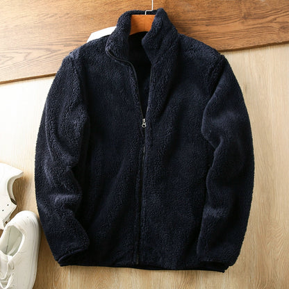 Soft and waxy double-sided velvet! Japanese single foreign trade men's wear cut tail goods autumn and winter warm coral velvet stand-up collar jacket jacket