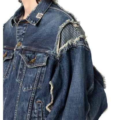 24AW MIHARA YASUHIRO Mihara Yasuhiro denim cut and stitched distressed casual jacket coat