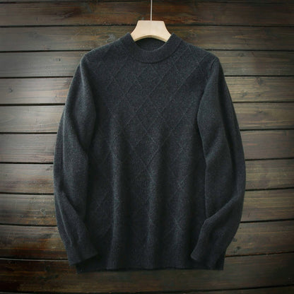 Heavy all-wool! Italy order foreign trade tail goods men's autumn winter round neck thickened jacquard knitwear sweater