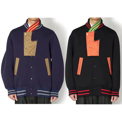 series two-color stitching thread irregular loose baseball jacket jacket