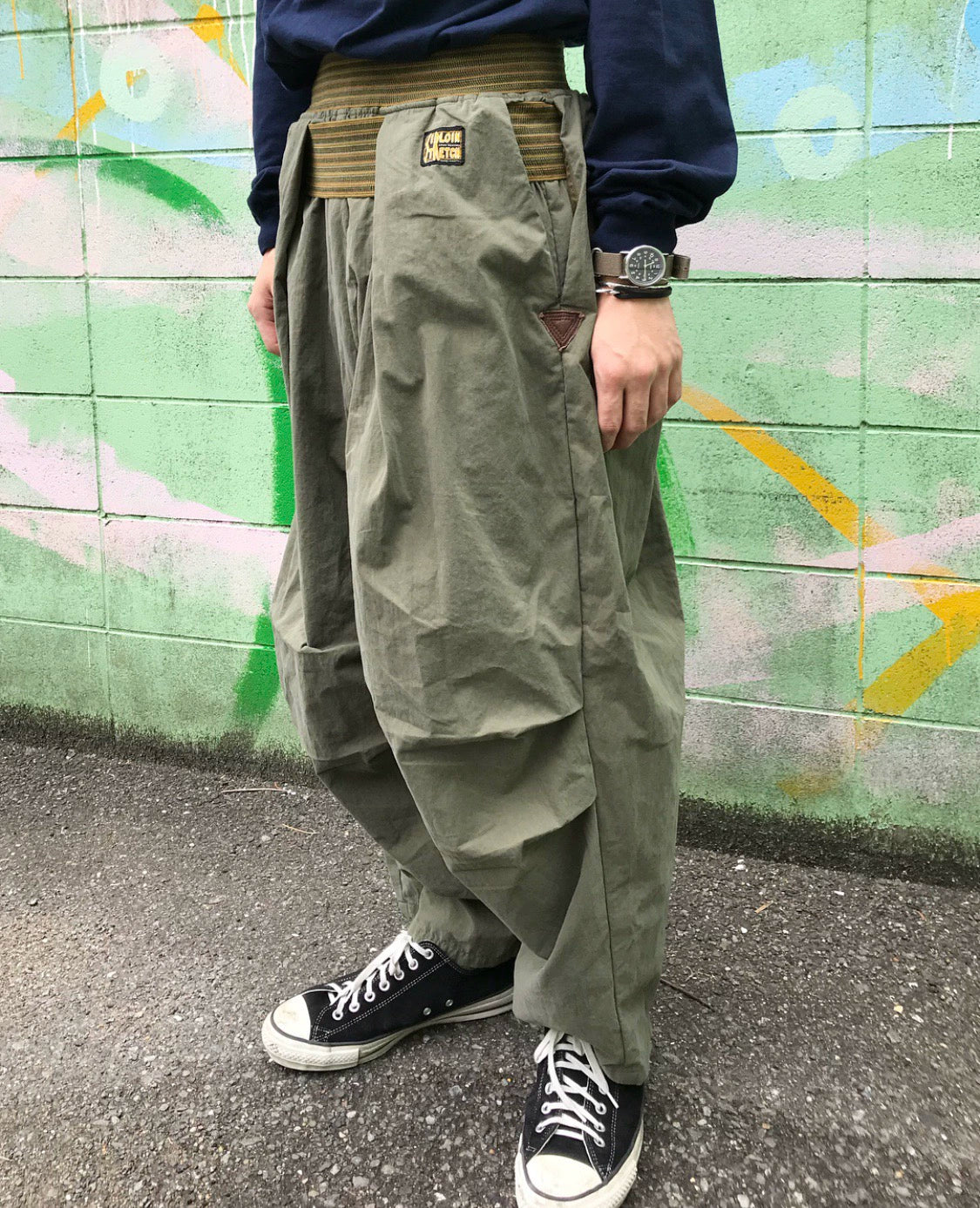 Japanese casual five-point cotton-pleated elasticated paratrooper trousers