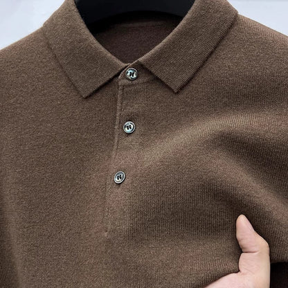 Selection of quality! High-end cashmere knitwear men's autumn and winter warm plus-size pullover lapel base sweater