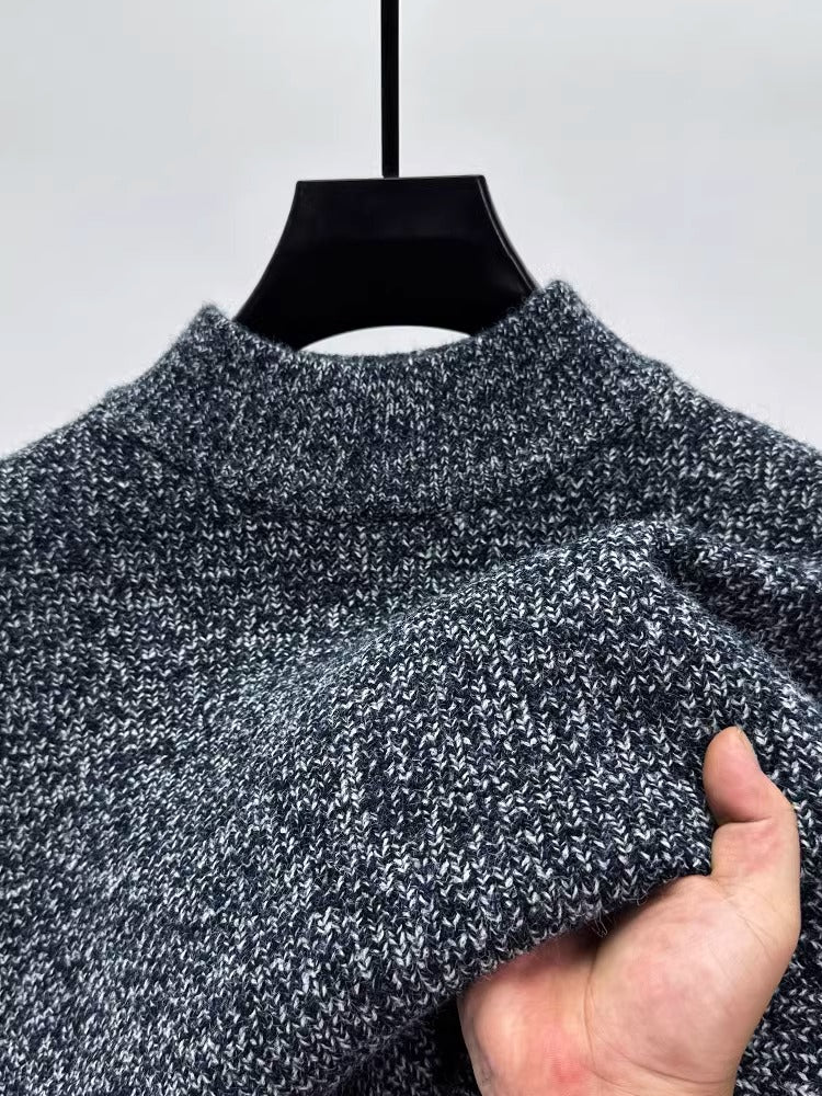 High-end cashmere sweater men's autumn and winter warm pullover lapel bottoming sweater