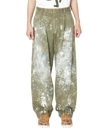 24AW MIHARA YASUHIRO YASUHIRO JAPANESE CASUAL INK SPLASHED DISTRESSED TAPERED CASUAL PANTS