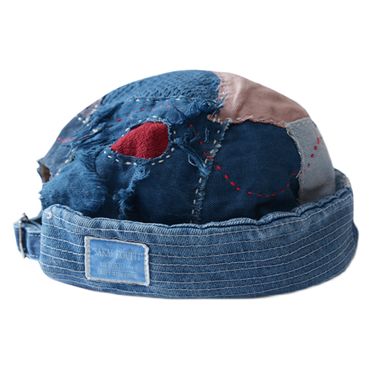 Japanese original designer ancient cloth stitching melon leather hat Japanese retro blue dyed old hat men and women personality trend